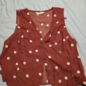 LC Lauren Conrad Sleeveless Polka Dot Top/Vest - Burgundy